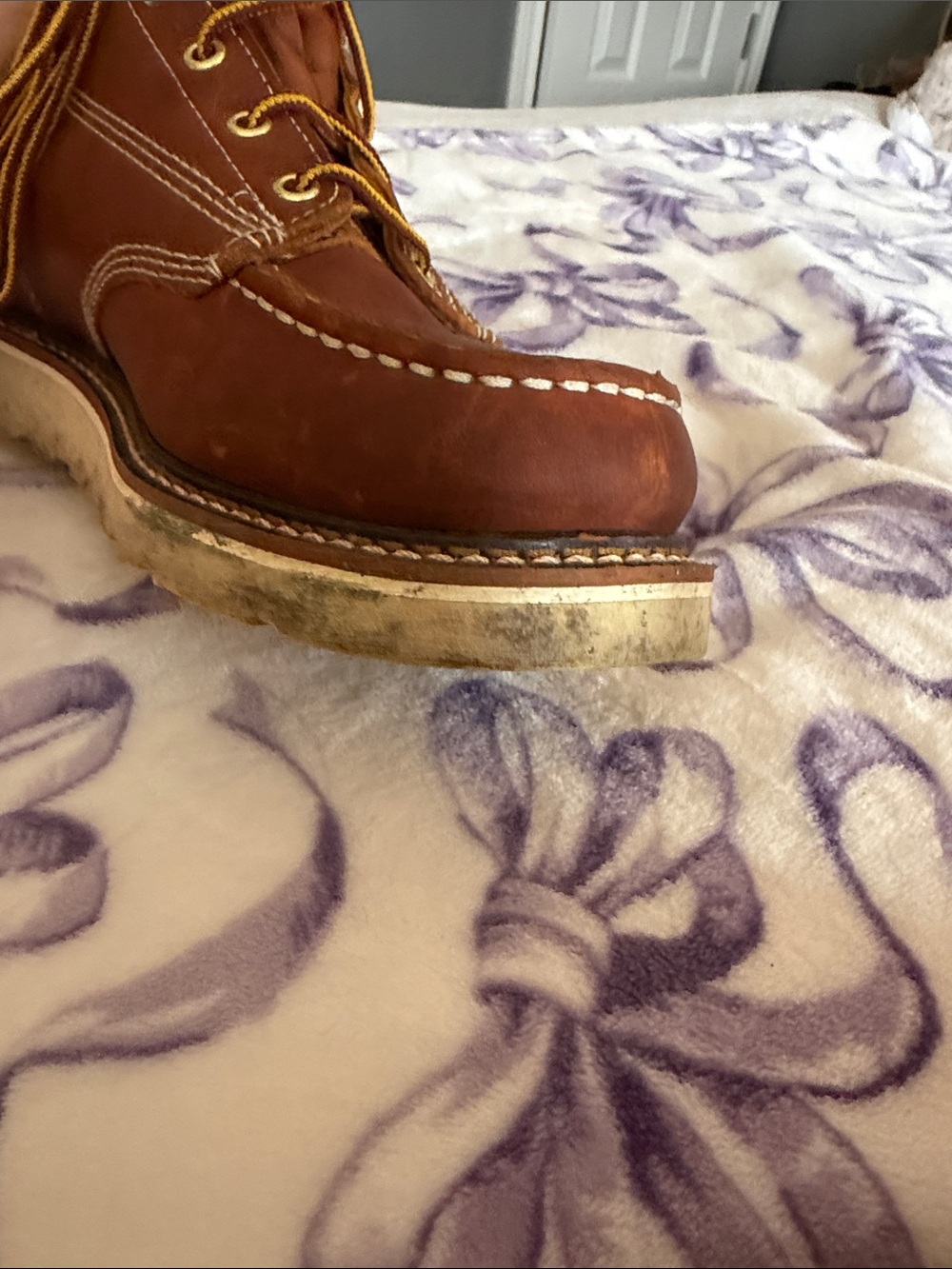 Made in USA Brown Leather Work Boot — Moc Toe - Picture 12 of 16